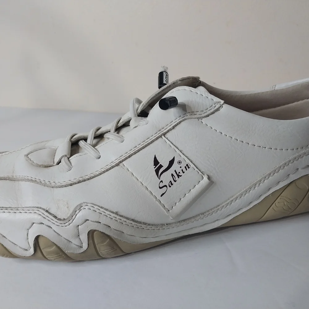 Salkin Handmade White Leather Men's Sneakers Size 40